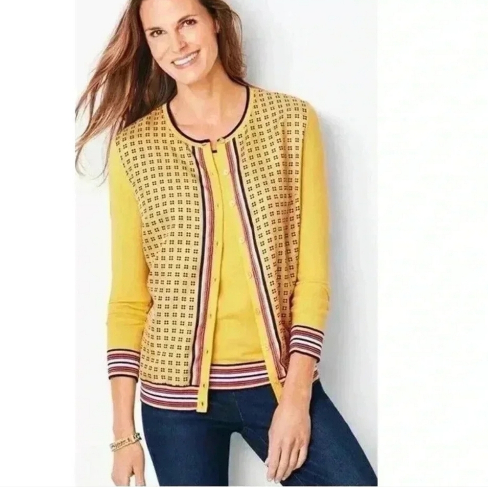 Talbots Yellow Cardigan Sweater with Full-Length Zipper